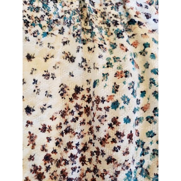 HIP Boho Top Womens L Crochet Fringe Trim Off Shoulder Sheer Floral Blouse - Picture 4 of 12